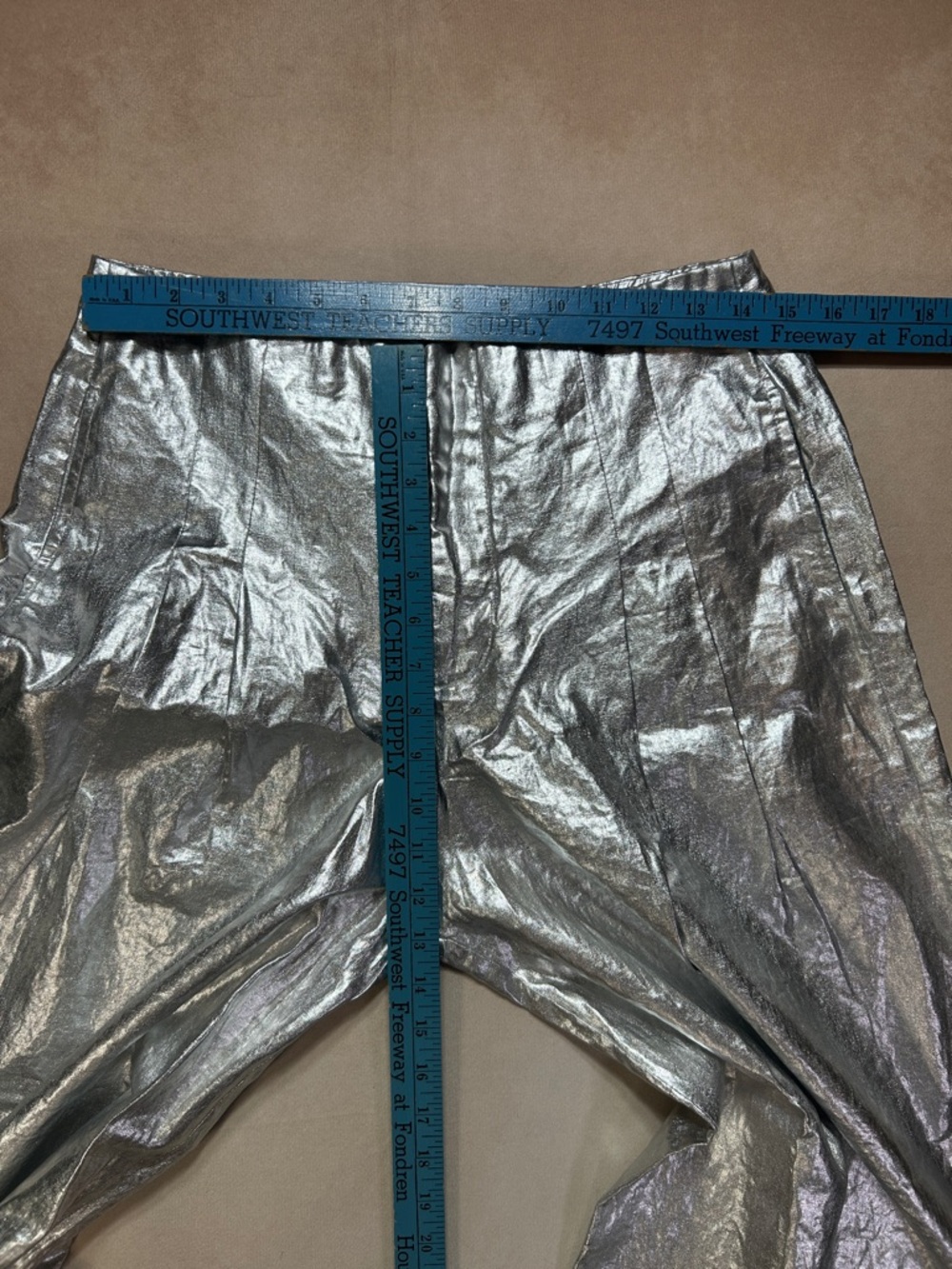 LANHTROPY CULOTTE METALLIC LINEN PANTS SILVER - Picture 8 of 11